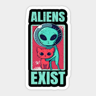 Aliens Exist Funny Cool Design Sticker